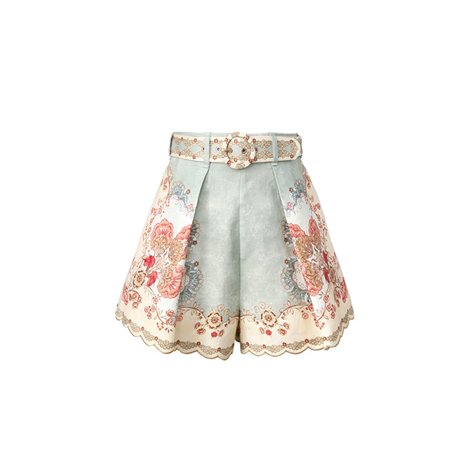 zimmermann daylight wallpaper floral linen pleated mini shorts